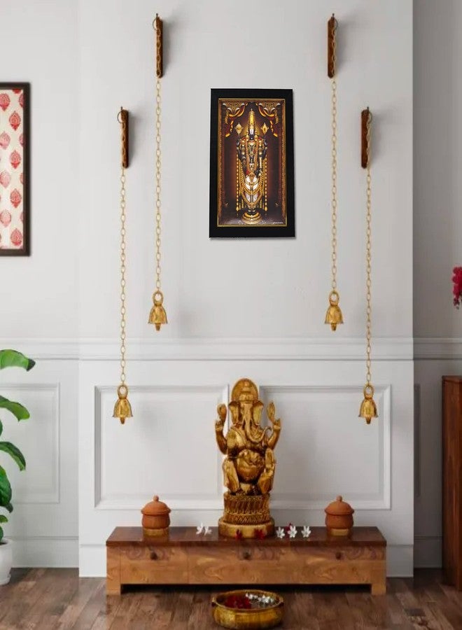 101Temples 101 Temples - Divinity Eternity Spirituality Tirupati Balaji Nijapada Dharshanam in Gold Garland God Photo Frame for Pooja Room with Wall Hook, 1 Piece | 13 x 10”, Matt Finish, Wood - Image 3